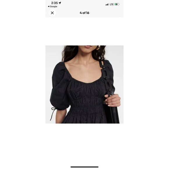 House Of Harlow 1960 Black Puff Sleeve Square Neck Peasant Mini Dress Size M - Picture 4 of 16